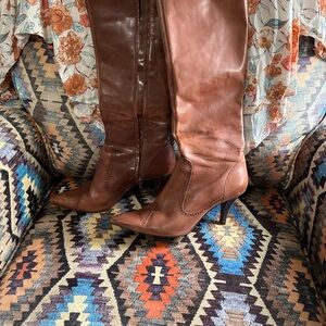 Brown Leather Knee-High Boots